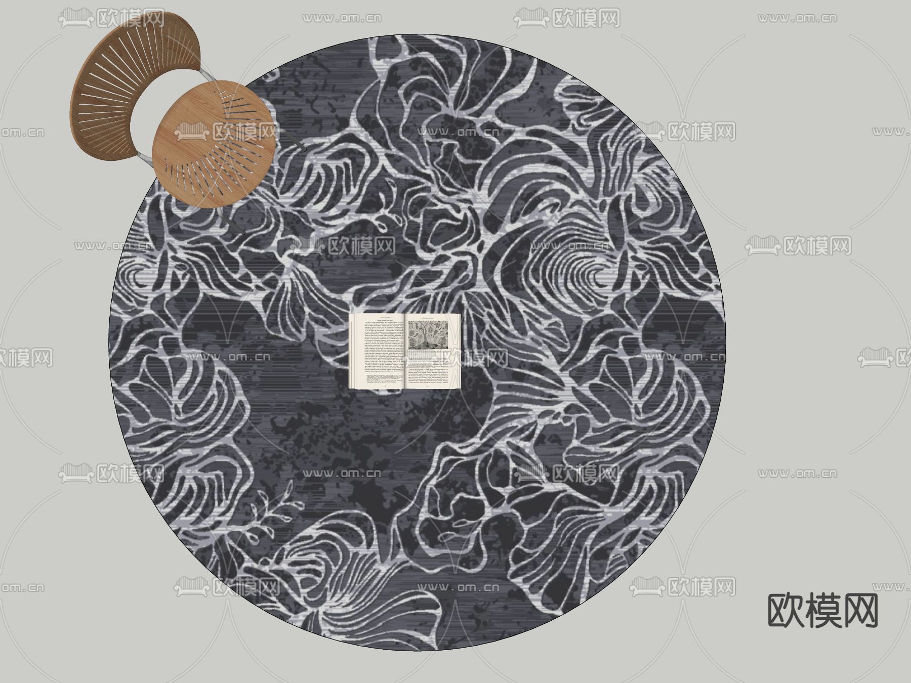 现代圆形地毯su模型下载（渲染图2）