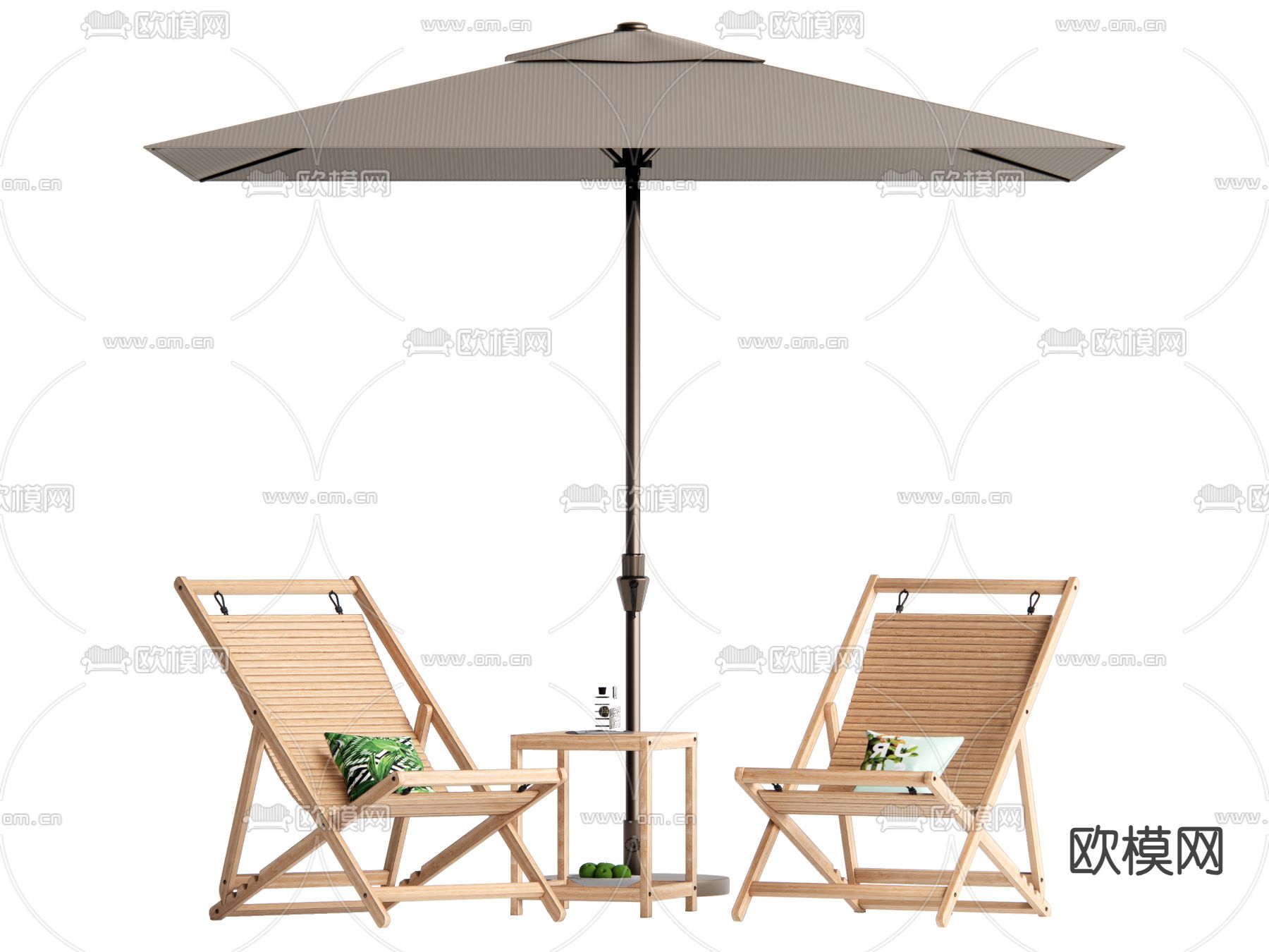 户外椅 折叠椅 遮阳伞su模型下载（渲染图1）