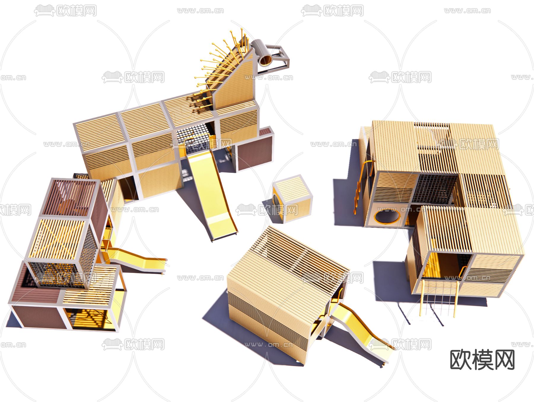 游乐器材 滑梯 积木盒子3d模型下载