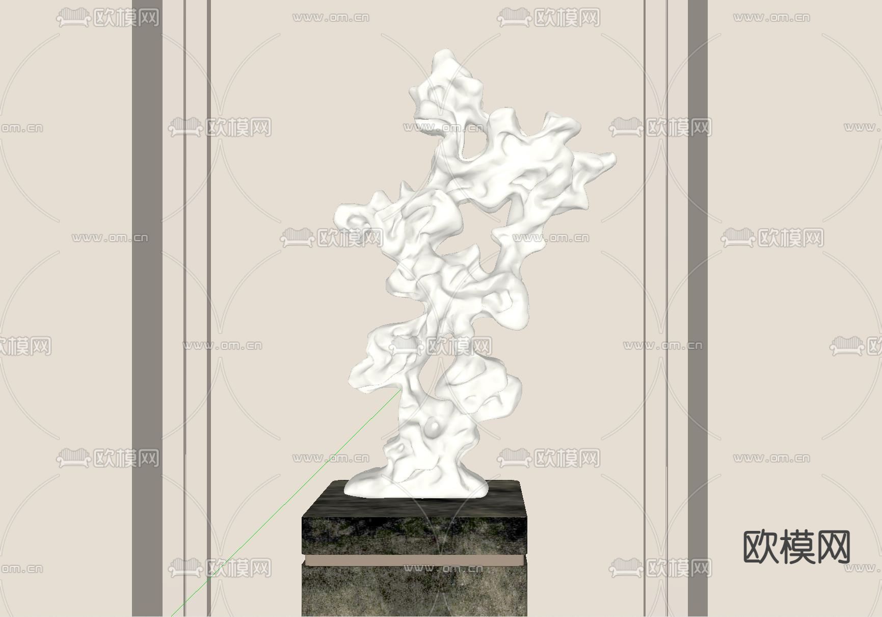 玉石雕塑 太湖石 摆件su模型下载（渲染图3）