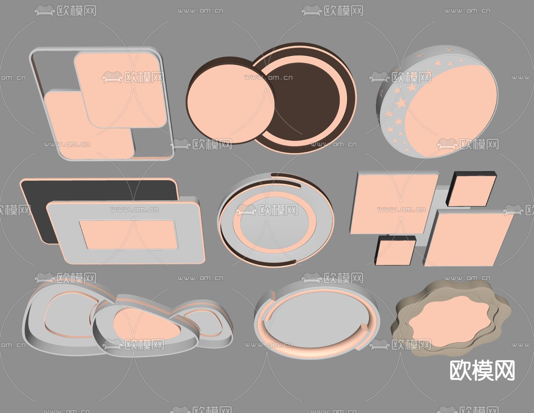 几何吸顶灯 卧室灯su模型下载（渲染图2）