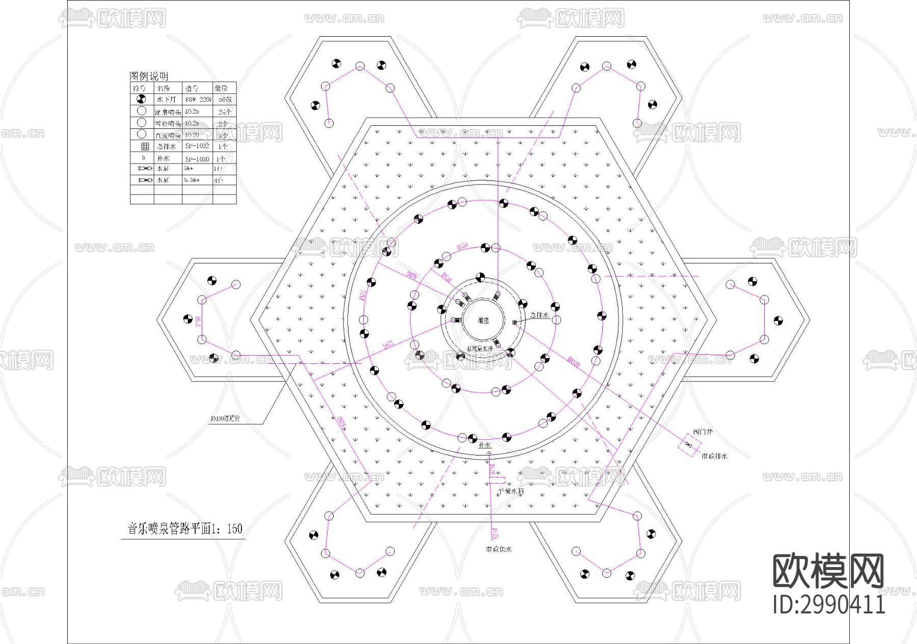 音乐喷泉cad大样图下载（渲染图2）