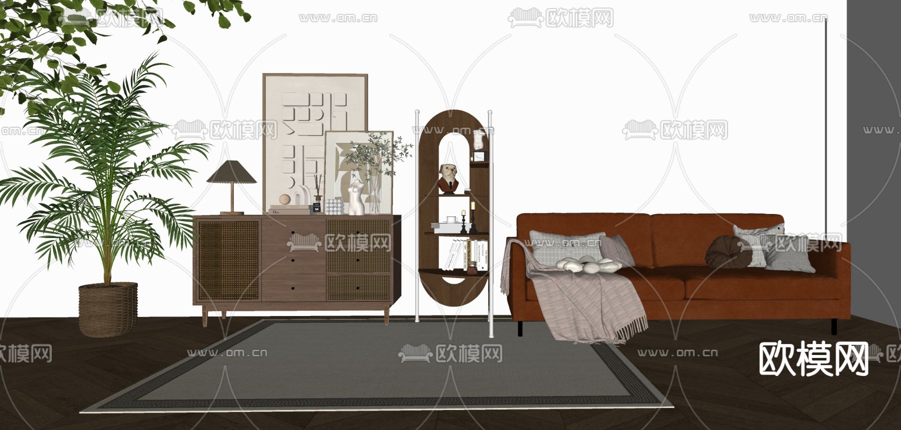北欧边柜 斗柜su模型下载（渲染图2）