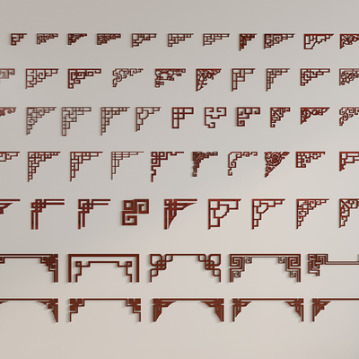  中式角花 雕花 角线 檐线 线条su模型 