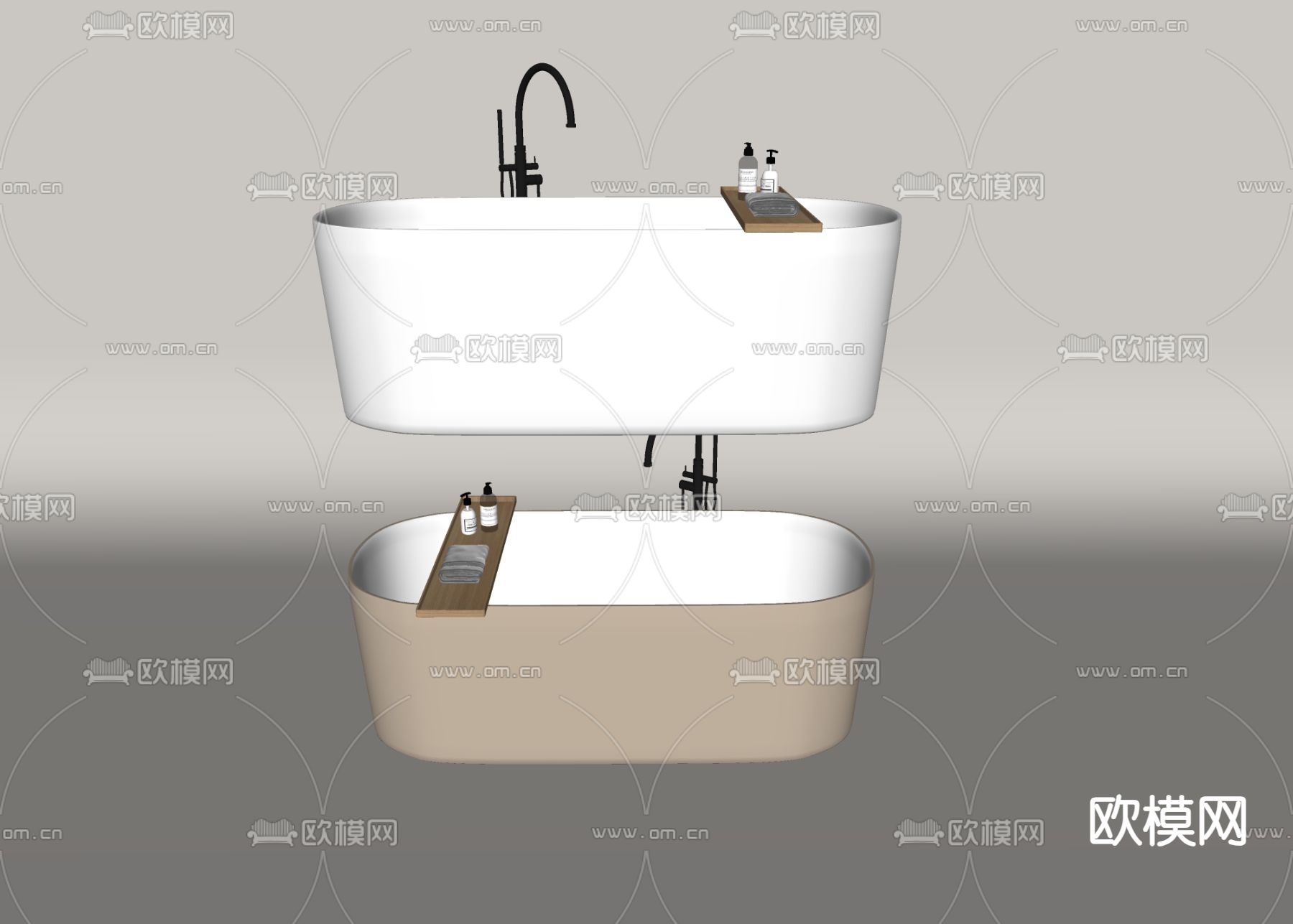 现代浴缸su模型下载（渲染图1）