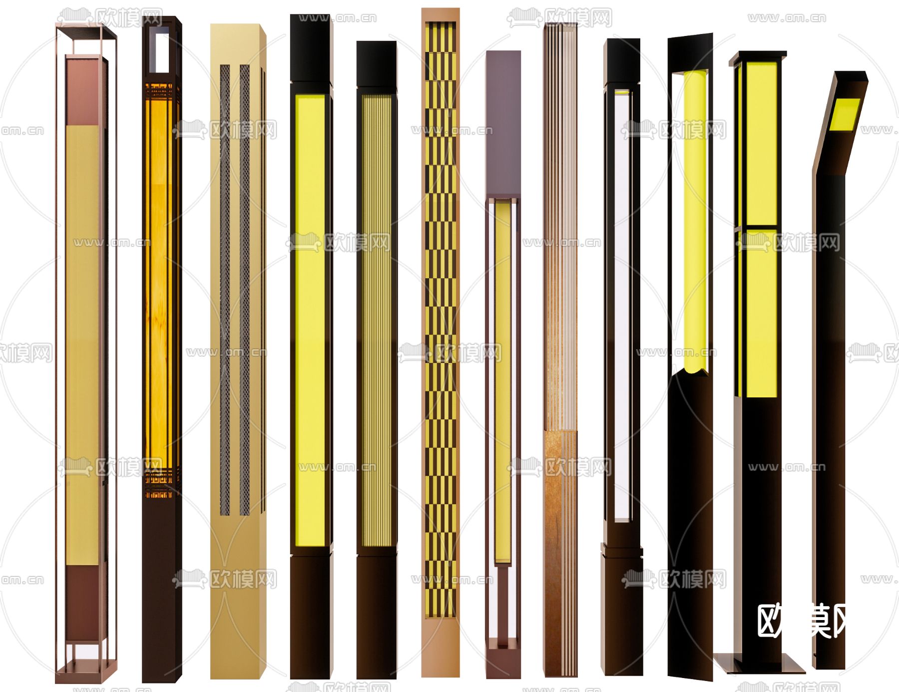 新中式景观灯 灯柱 庭院灯 草坪灯3d模型下载