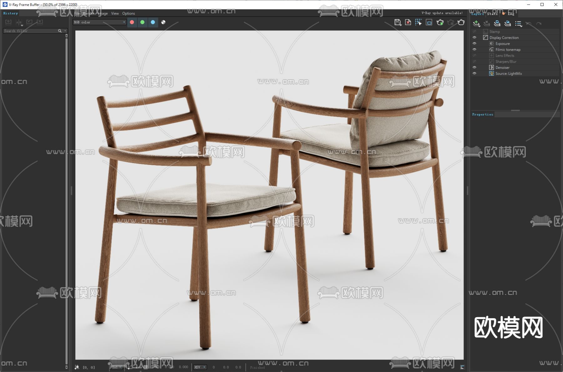 中古风椅子 餐椅su模型下载（渲染图3）