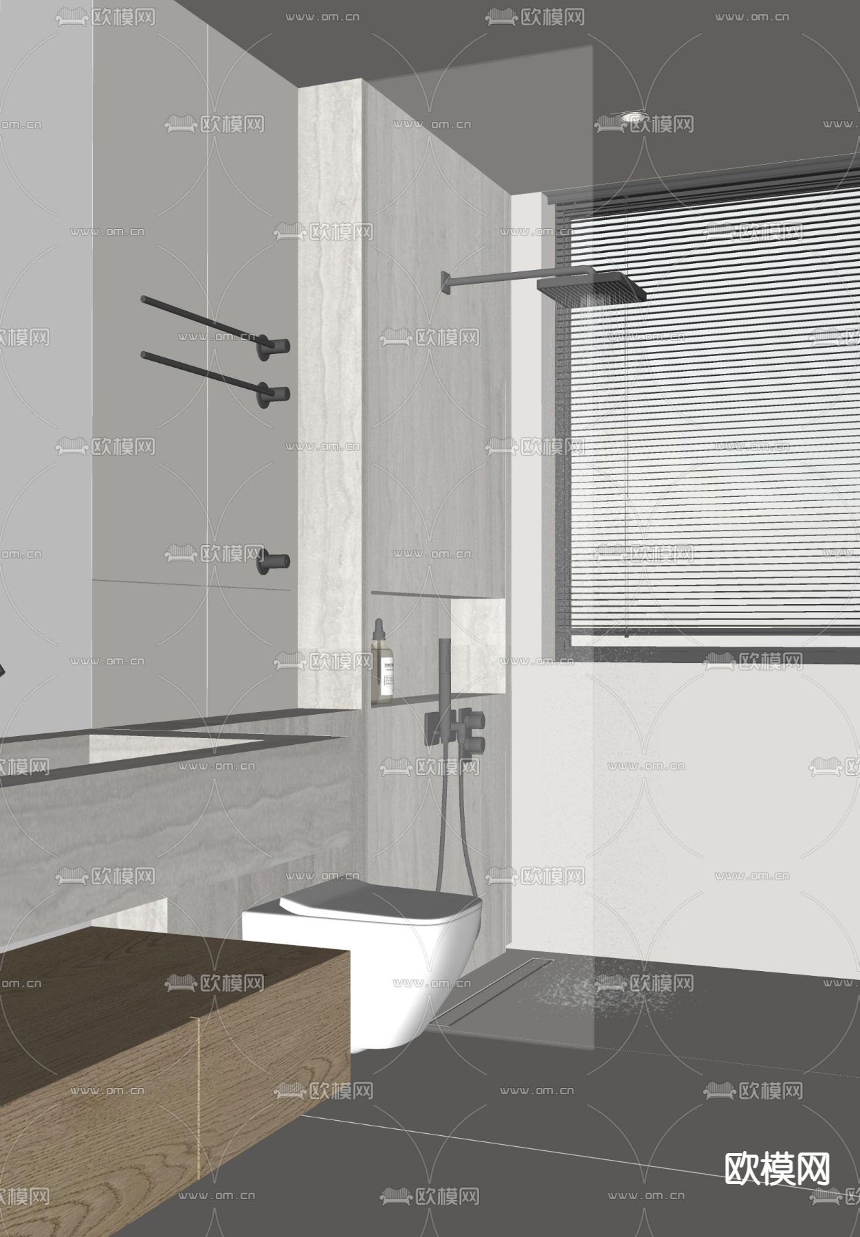 现代卫生间 浴室 洗手间su模型下载（渲染图3）