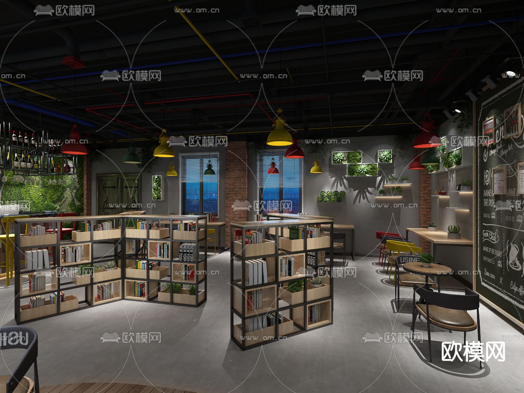 图书室 阅览室su模型下载（渲染图2）