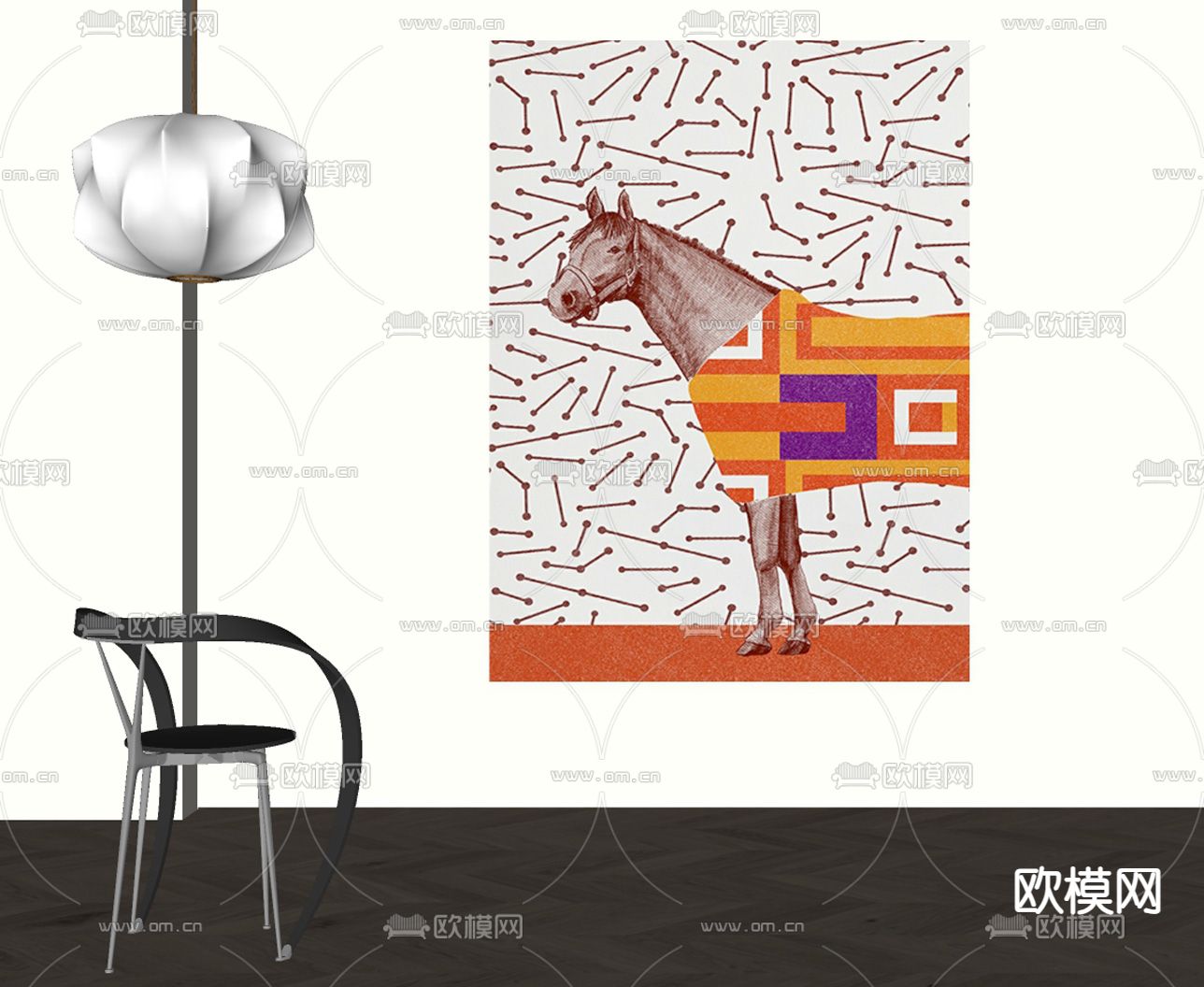 后现代抽象装饰画su模型下载（渲染图1）