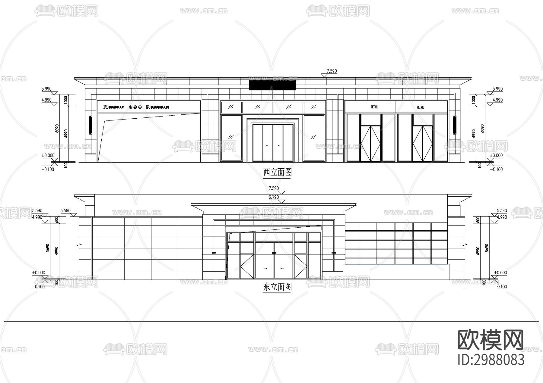 社区入口cad施工图下载（渲染图1）