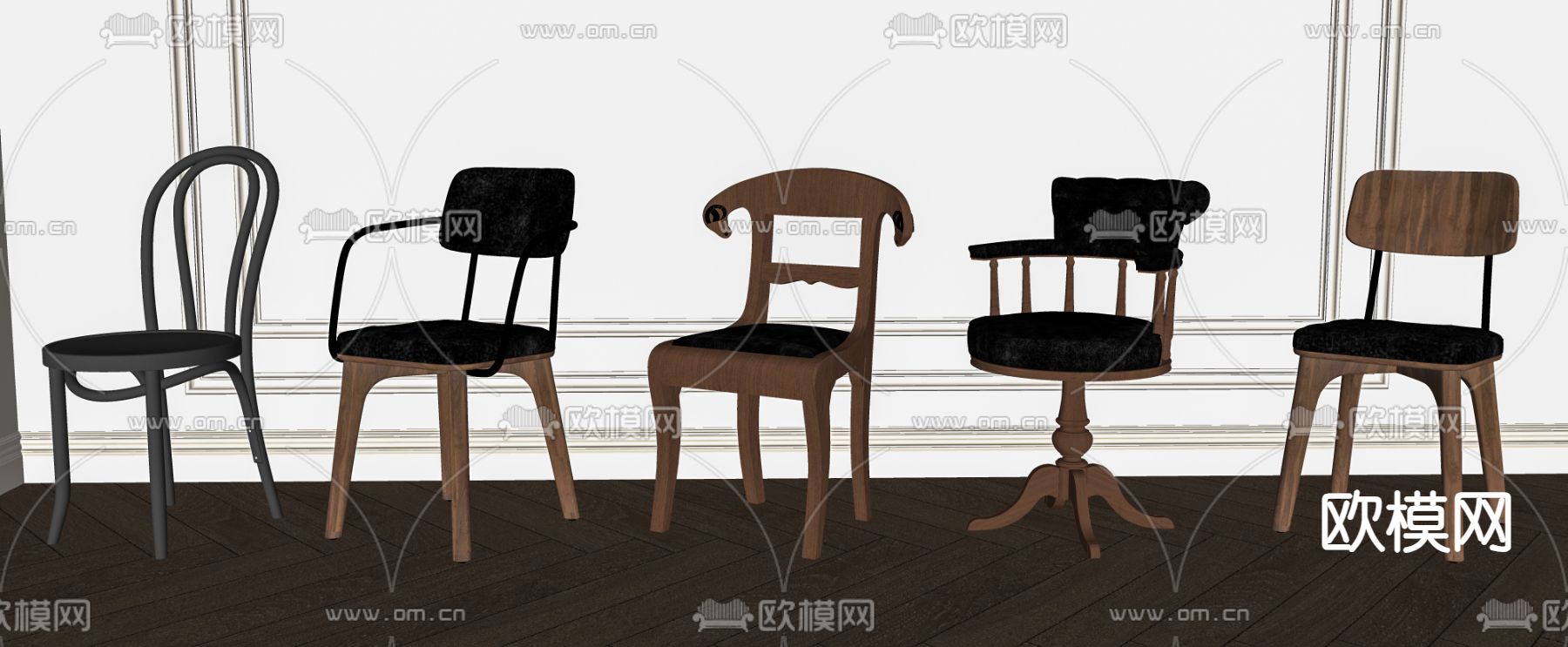 中古餐椅su模型下载（渲染图1）