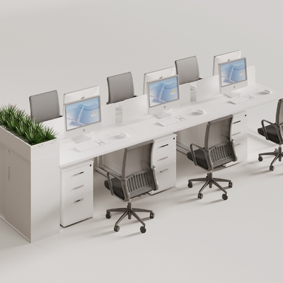  卡位办公桌 职员桌su模型 