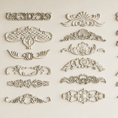  法式雕花角花 线条su模型 