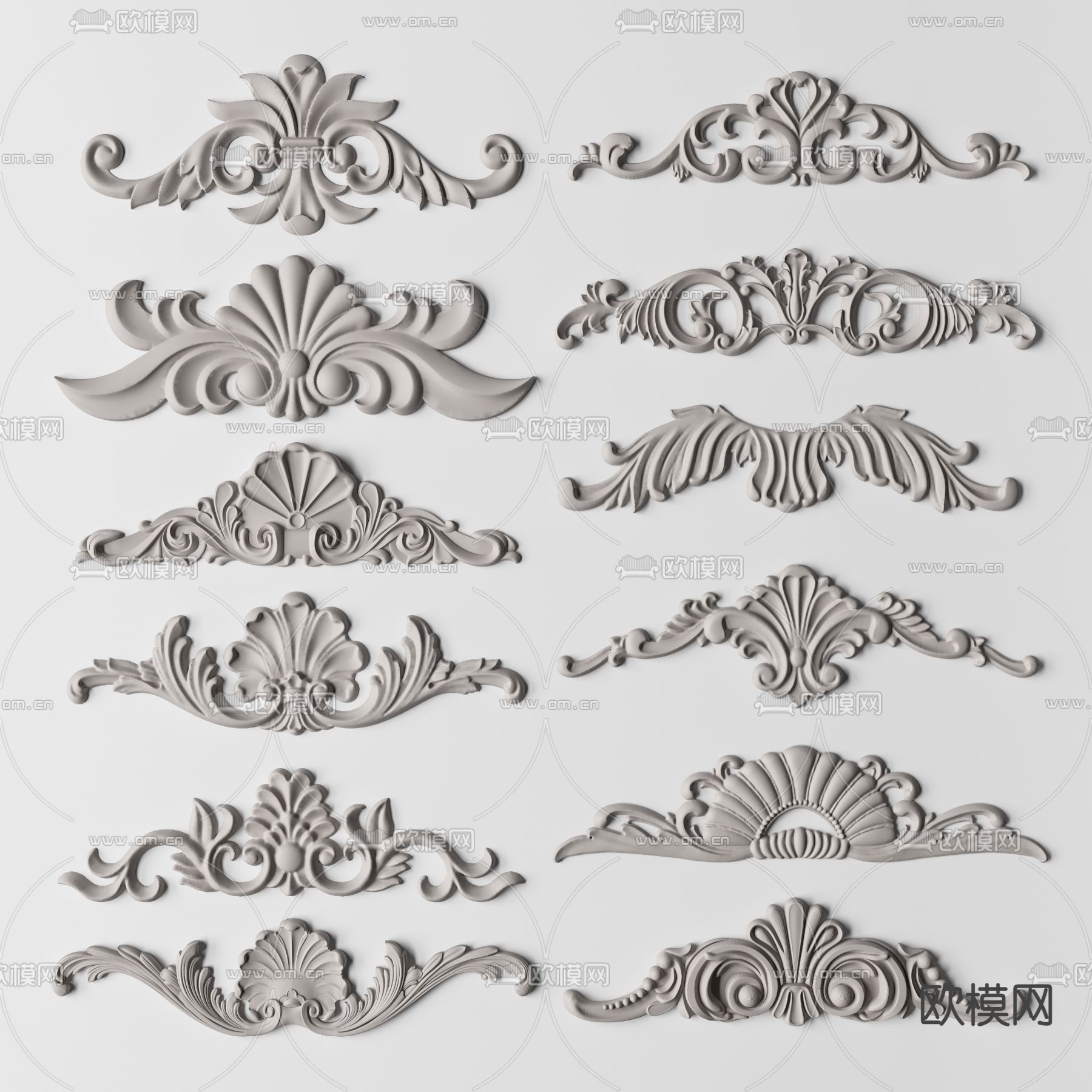 简欧雕花 雕刻 角花su模型下载（渲染图1）
