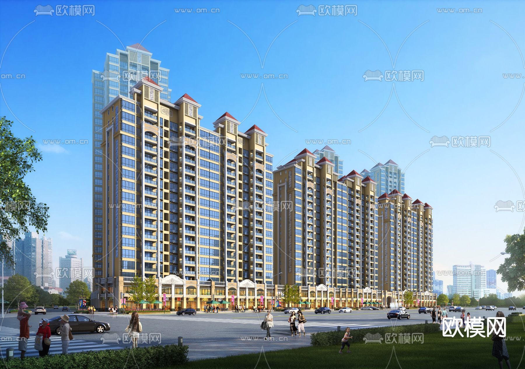 住宅小区鸟瞰3d模型下载（渲染图2）