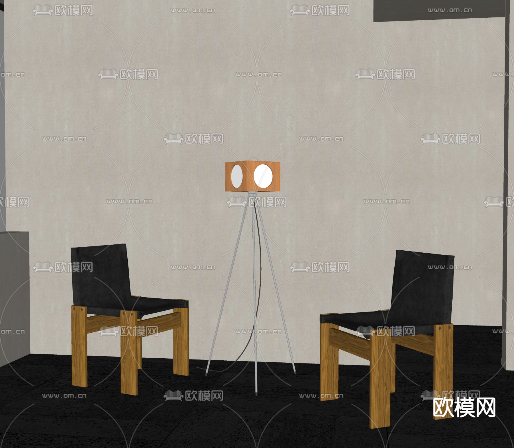 中古风餐椅 椅子su模型下载（渲染图3）