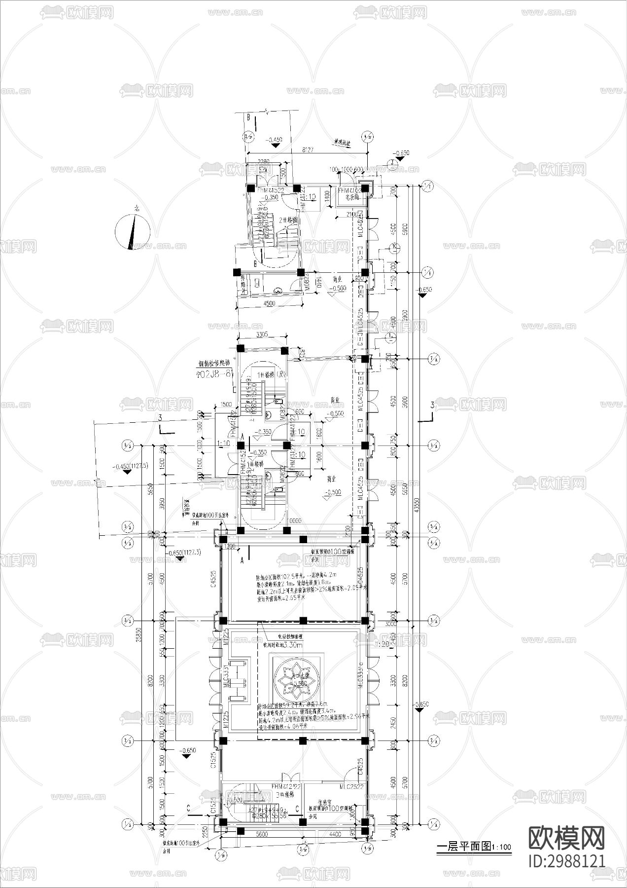 沿街商业及小区大堂入口cad施工图下载（渲染图3）