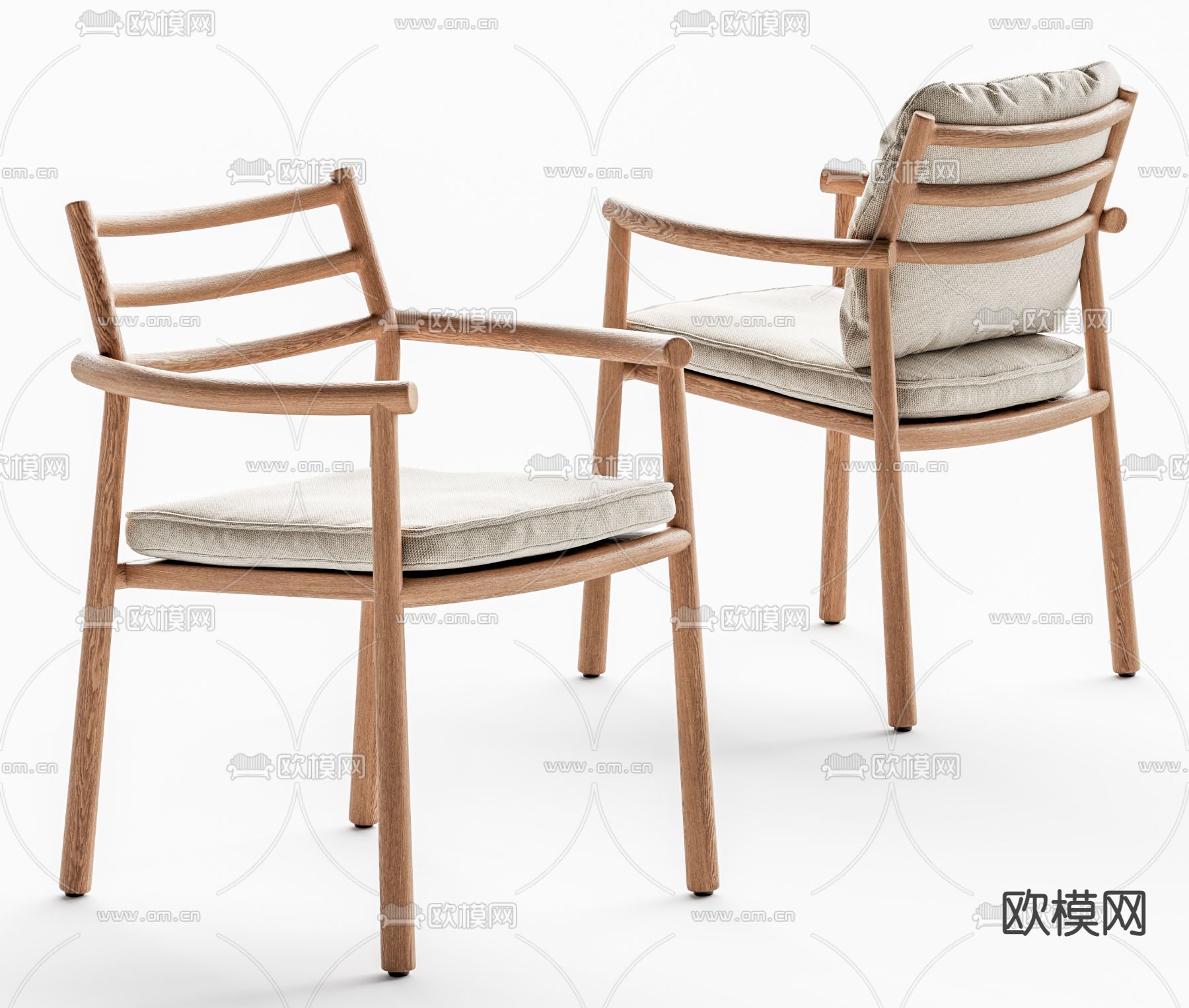 中古风椅子 餐椅su模型下载（渲染图1）