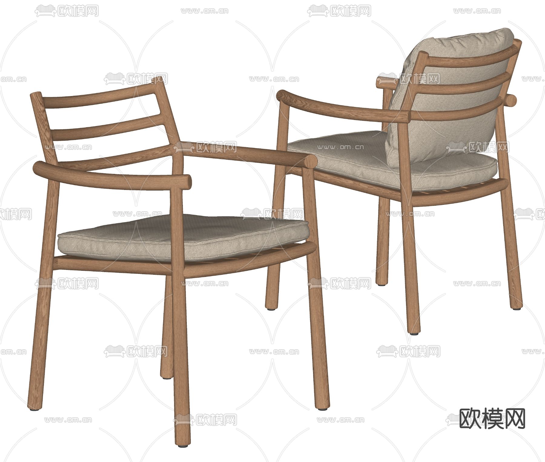 中古风椅子 餐椅su模型下载（渲染图2）