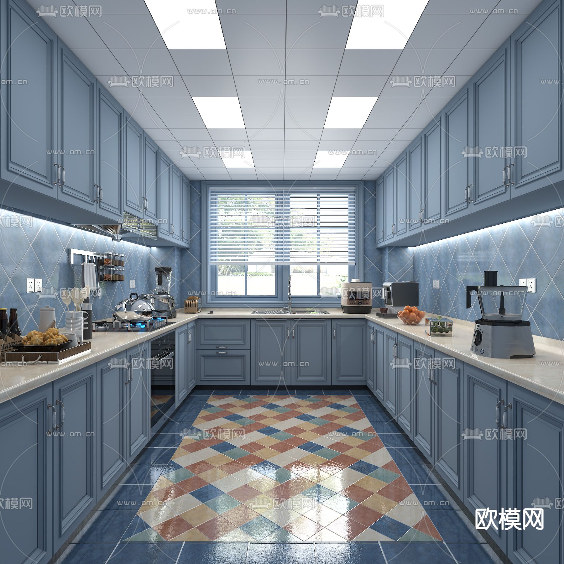 地中海厨房 橱柜3d模型下载