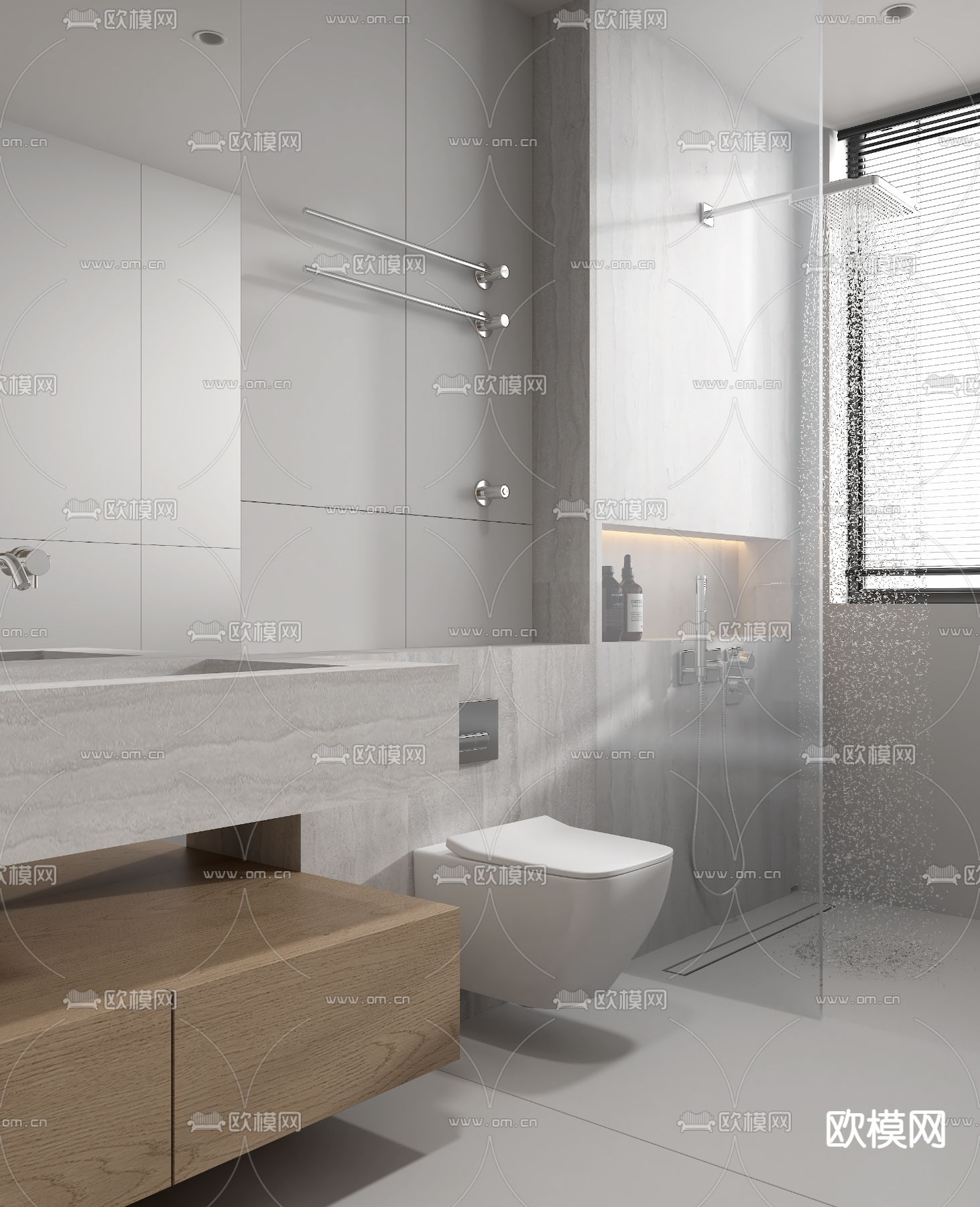 现代卫生间 浴室 洗手间su模型下载（渲染图2）