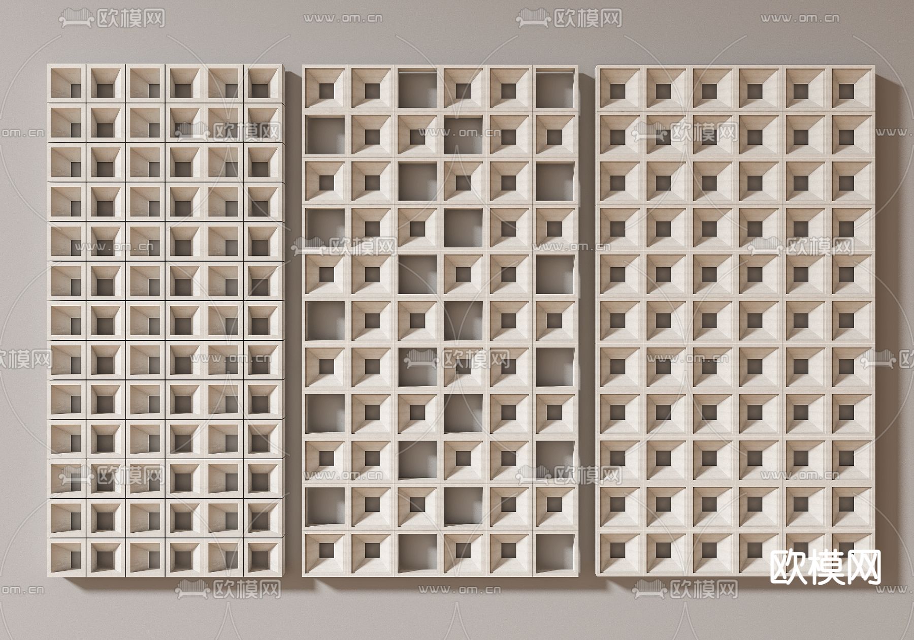 水泥砖隔断 空心砖 屏风3d模型下载