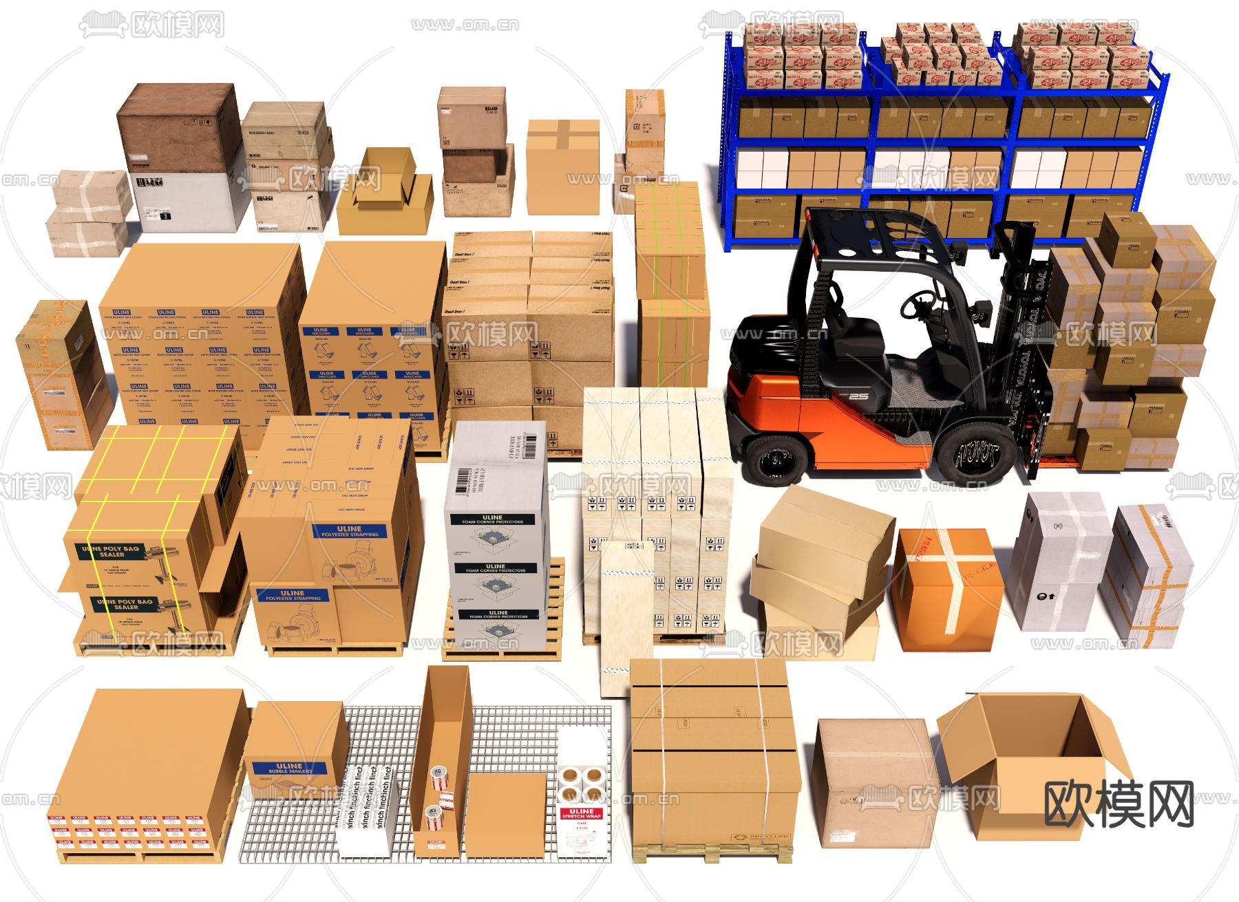 纸箱 货运 快递箱 箱子su模型下载（渲染图1）