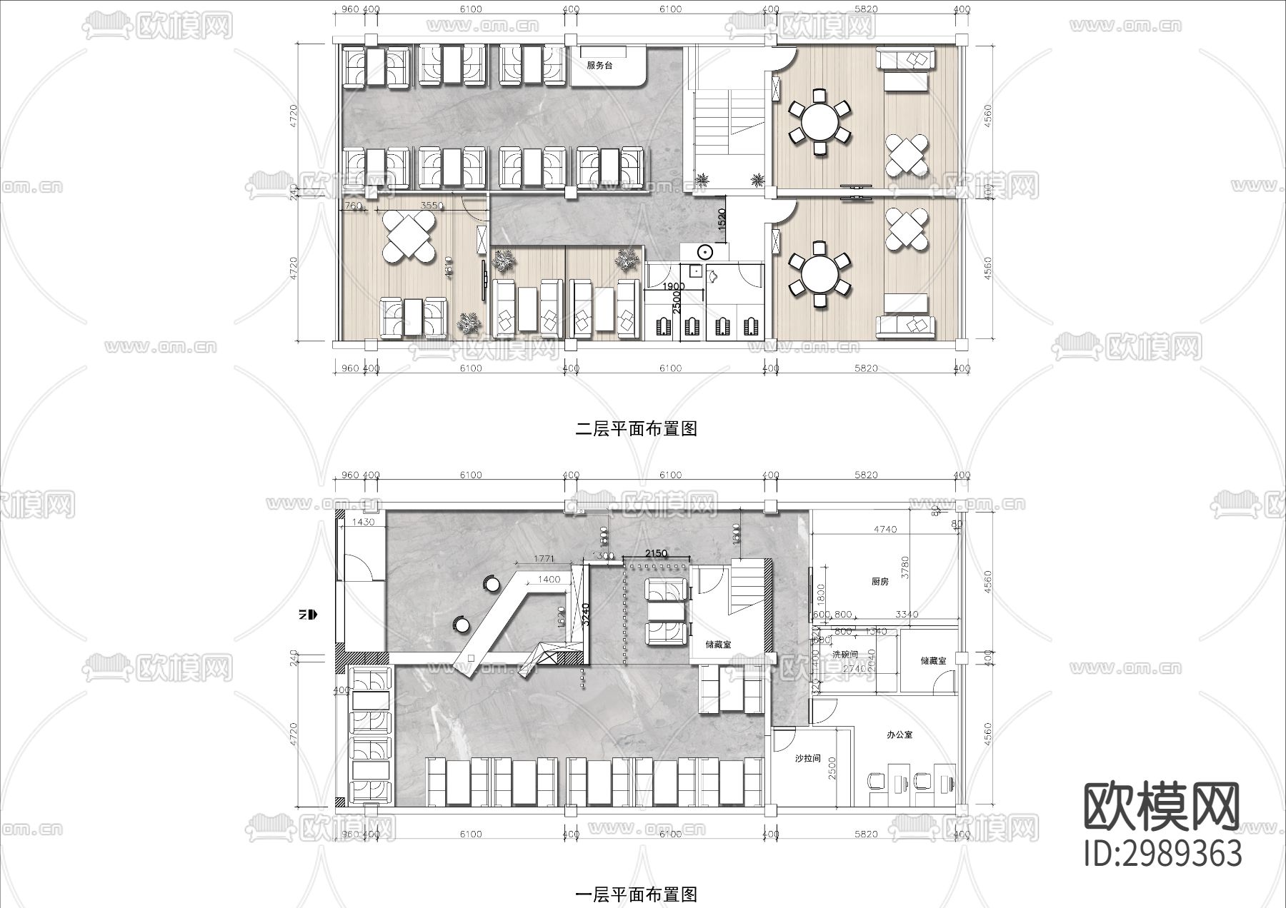 两层茶楼棋牌室cad平面图下载