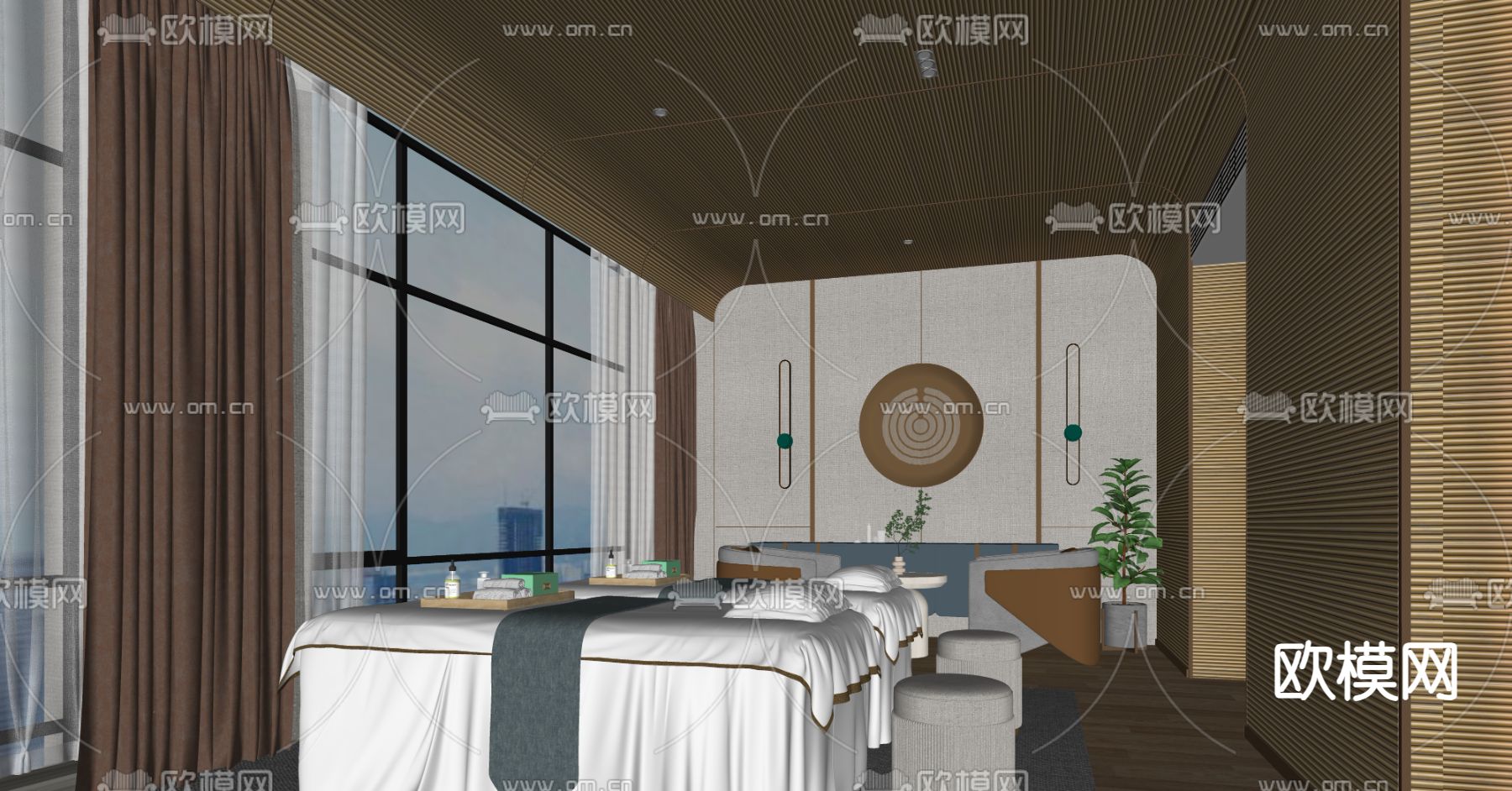 新中式spa美容店su模型下载（渲染图1）