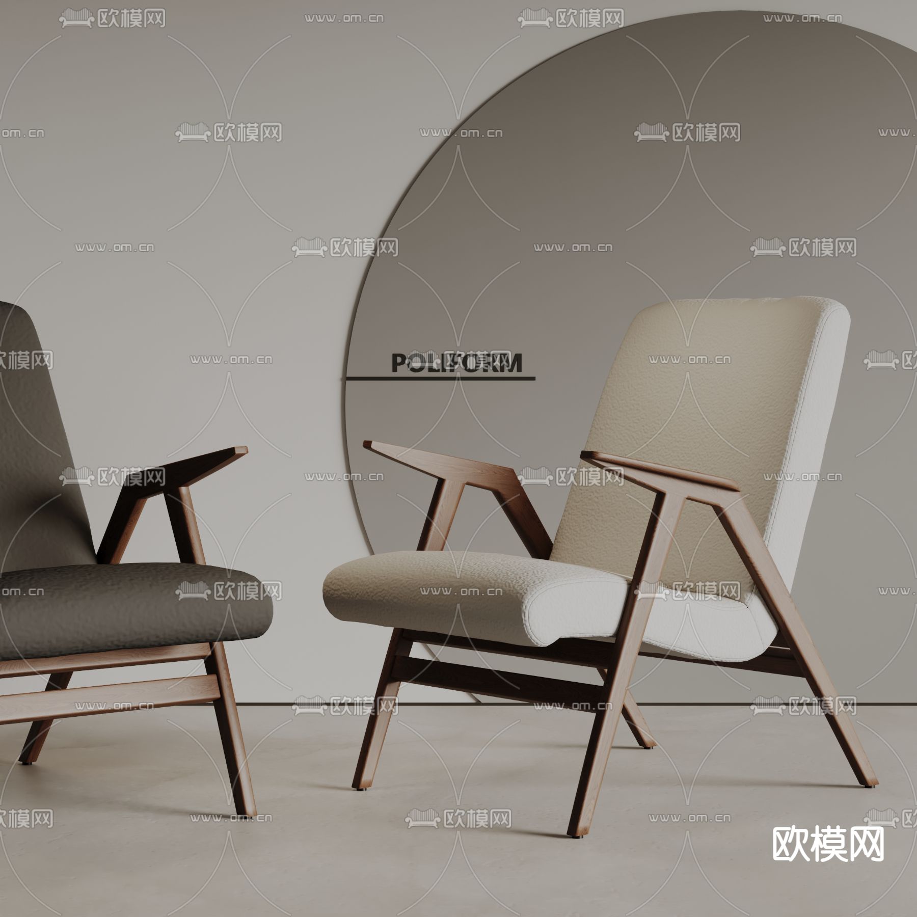 poliform 躺椅su模型下载（渲染图2）