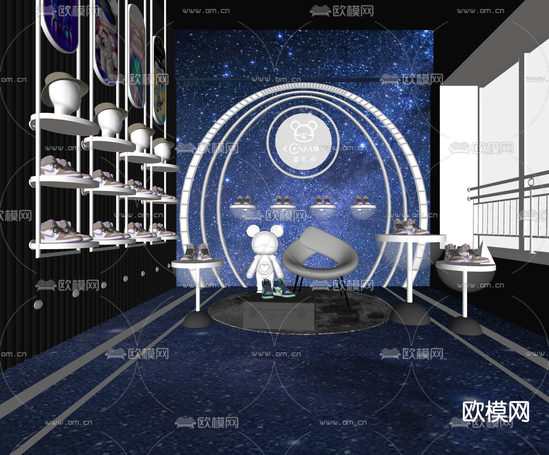 现代直播间su模型下载（渲染图2）