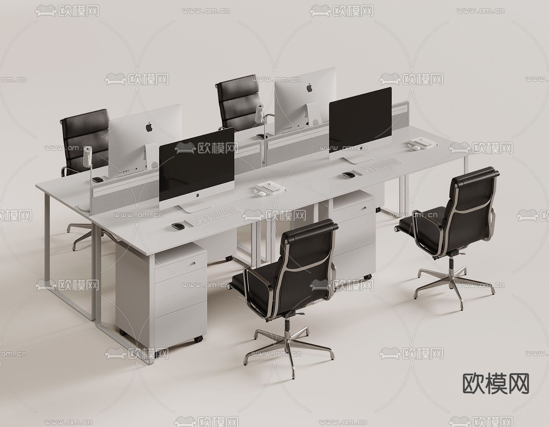 卡位办公桌 职员桌su模型下载（渲染图1）