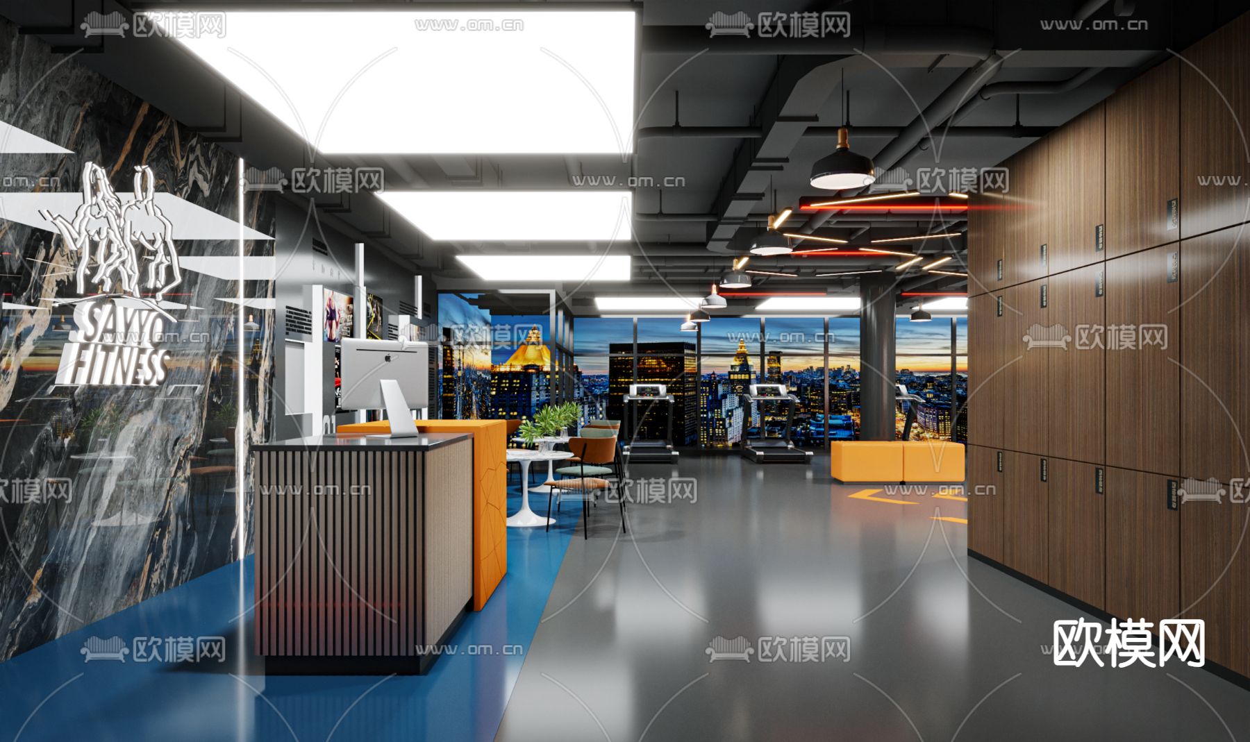 工业风健身房3d模型下载（渲染图2）