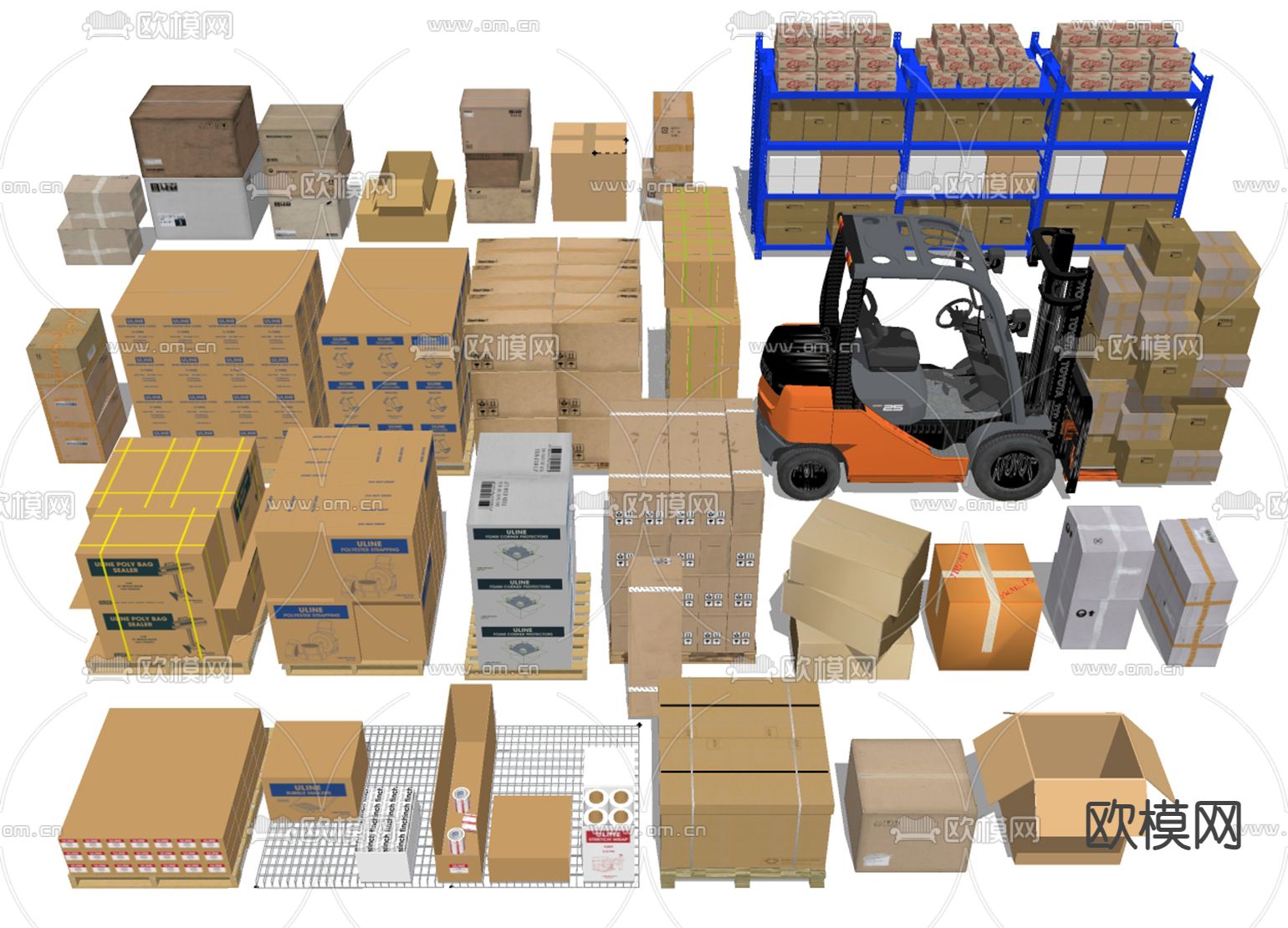 纸箱 货运 快递箱 箱子su模型下载（渲染图2）