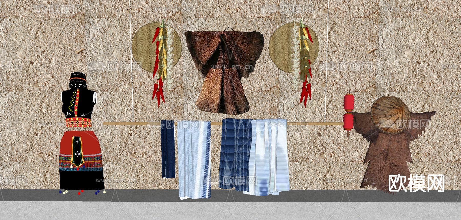 乡村农耕小品 农家乐小品su模型下载（渲染图2）