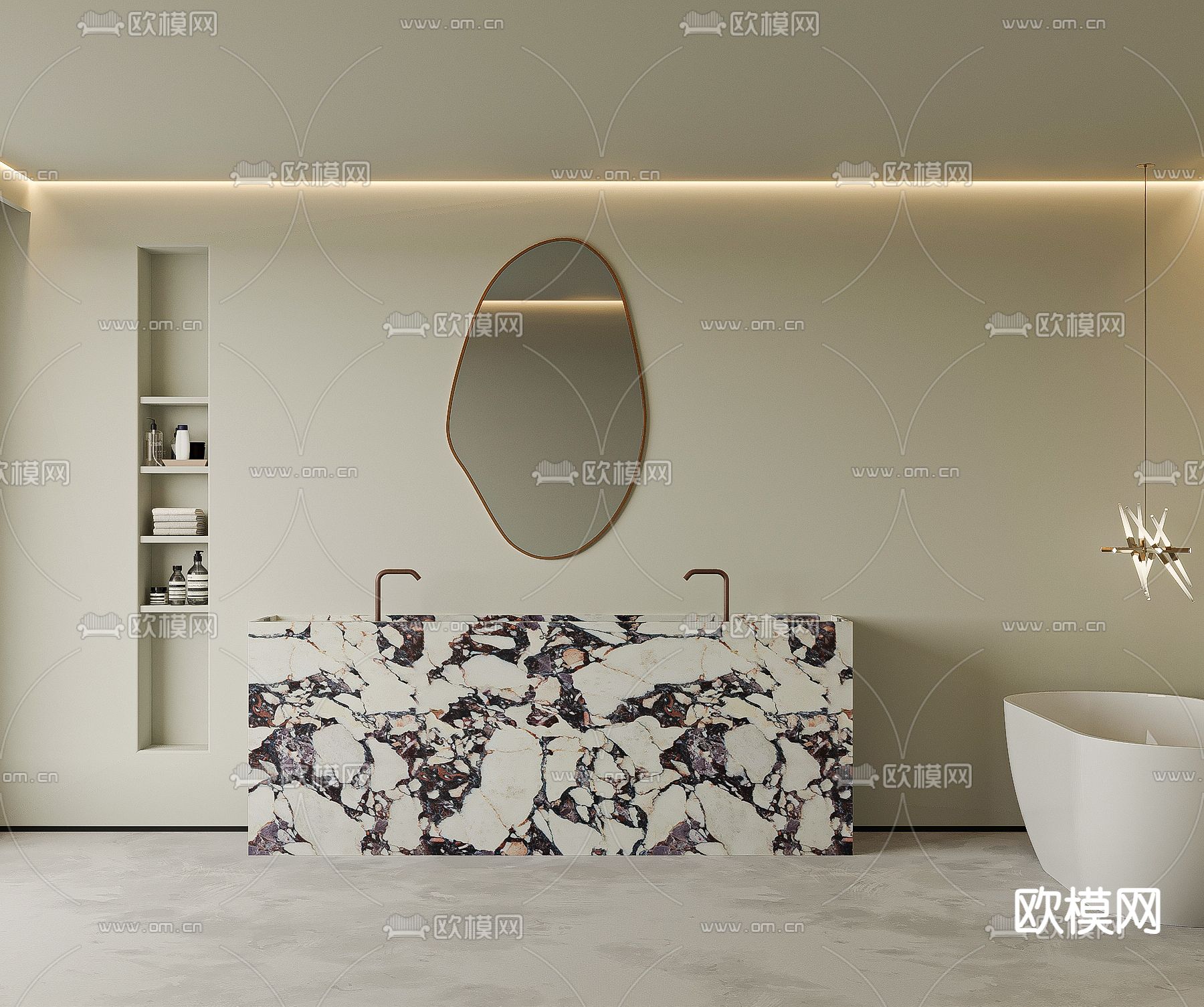 意式卫生间 浴室 洗手间su模型下载（渲染图1）