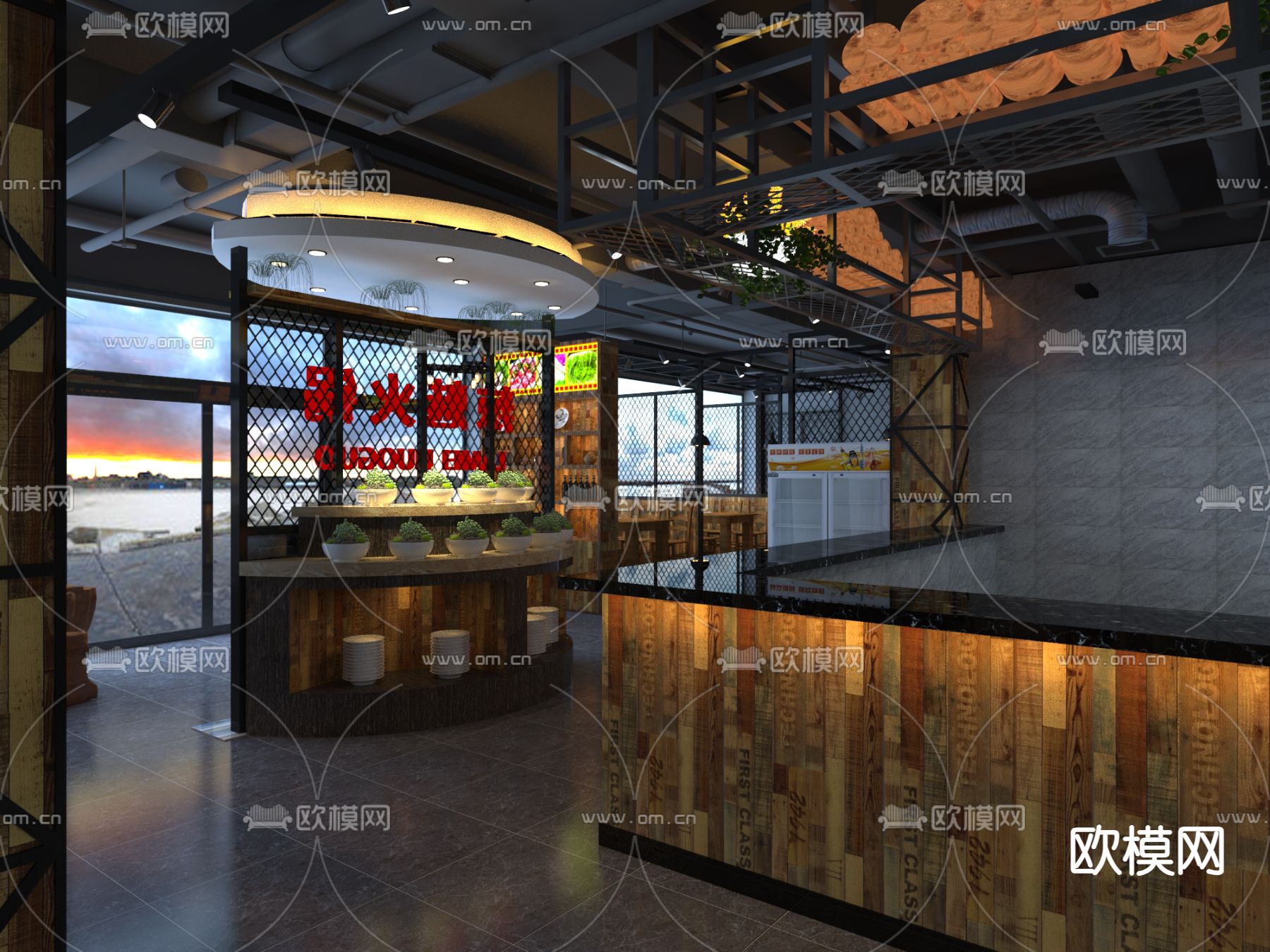 工业风火锅店免费3d模型