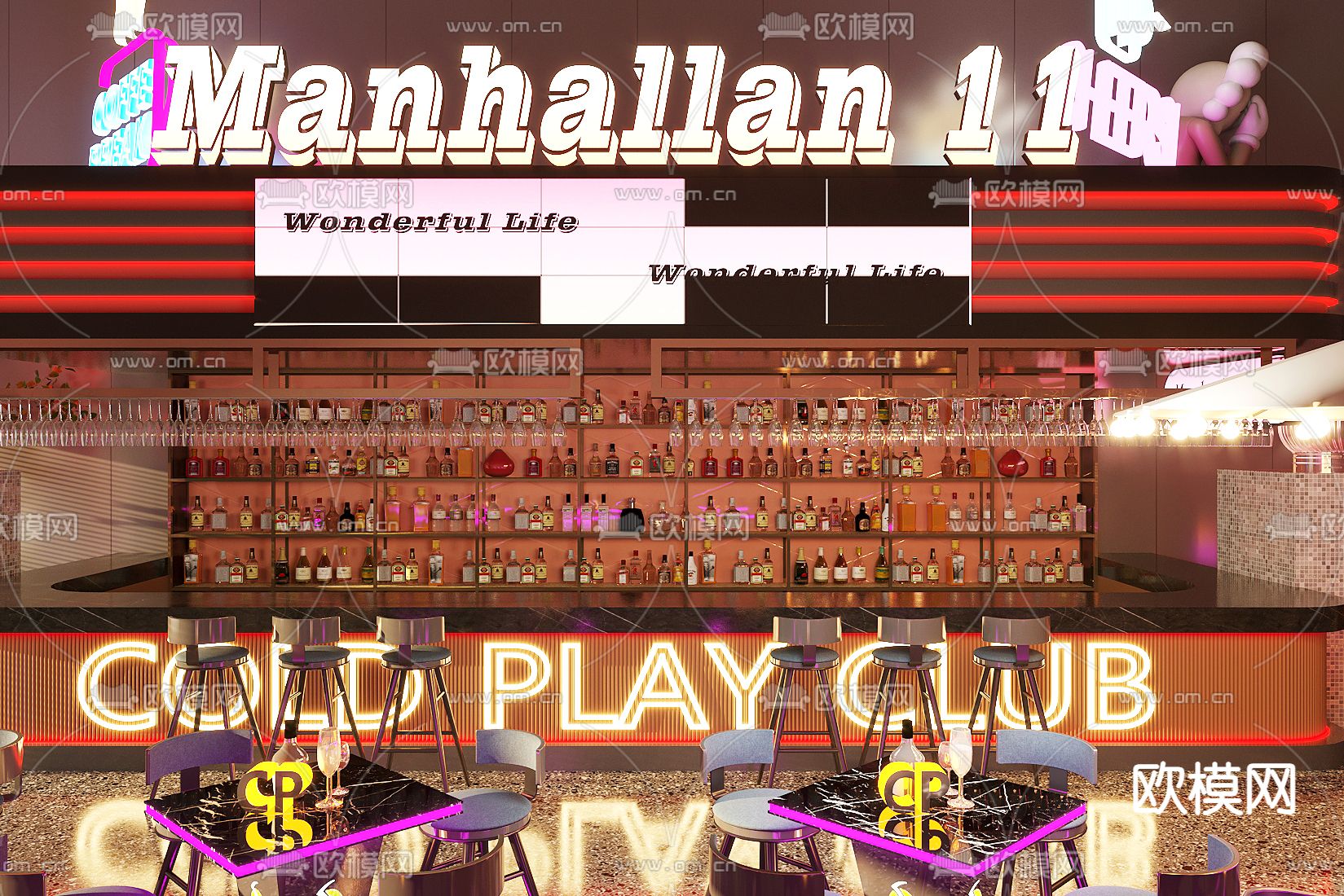 轻奢酒吧 音乐酒吧3d模型下载（渲染图3）