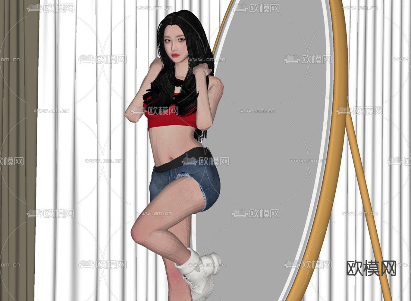 女人 美女 舞蹈美女su模型下载（渲染图2）