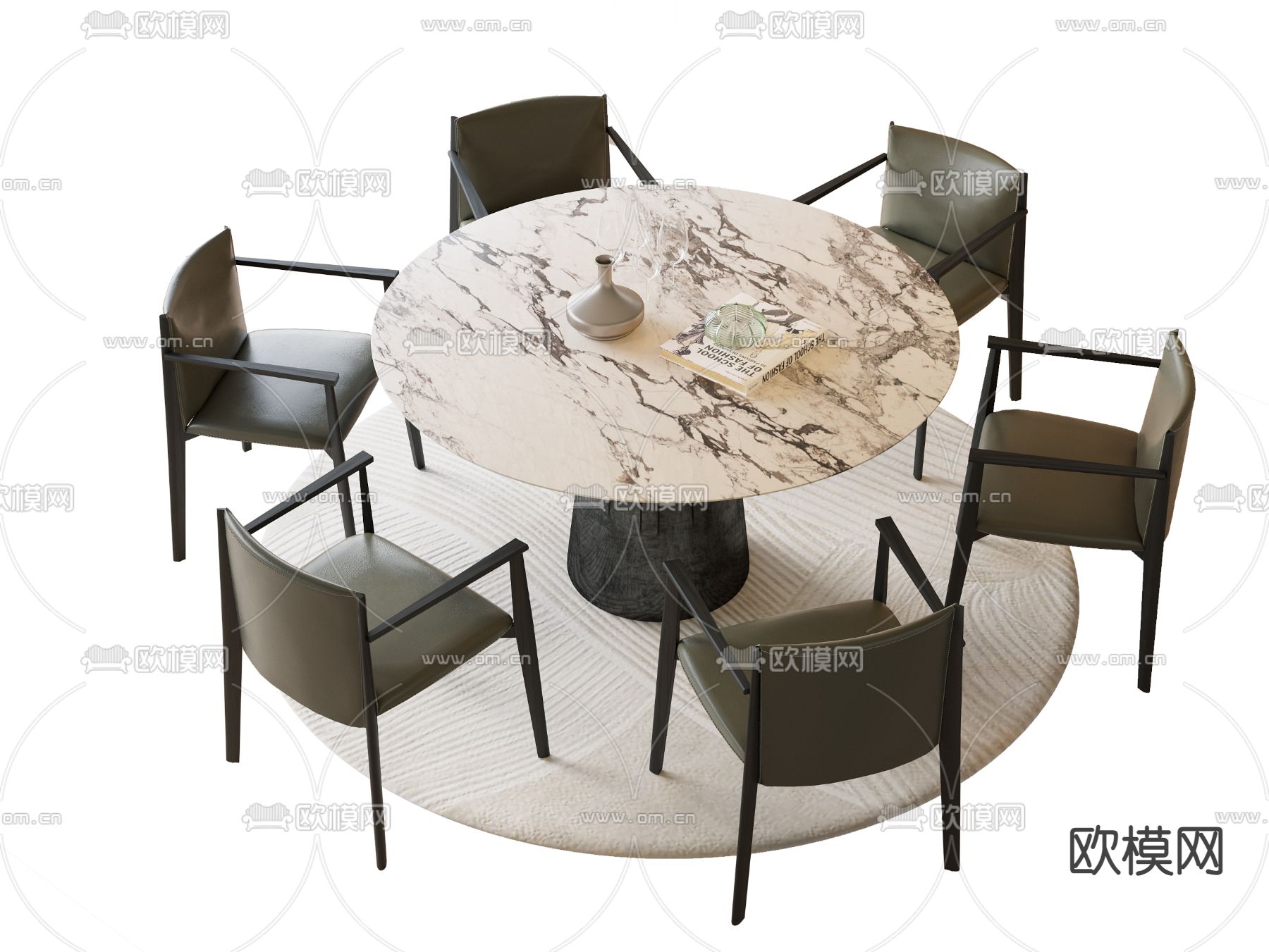 B&B 现代餐桌椅 圆餐桌3d模型下载