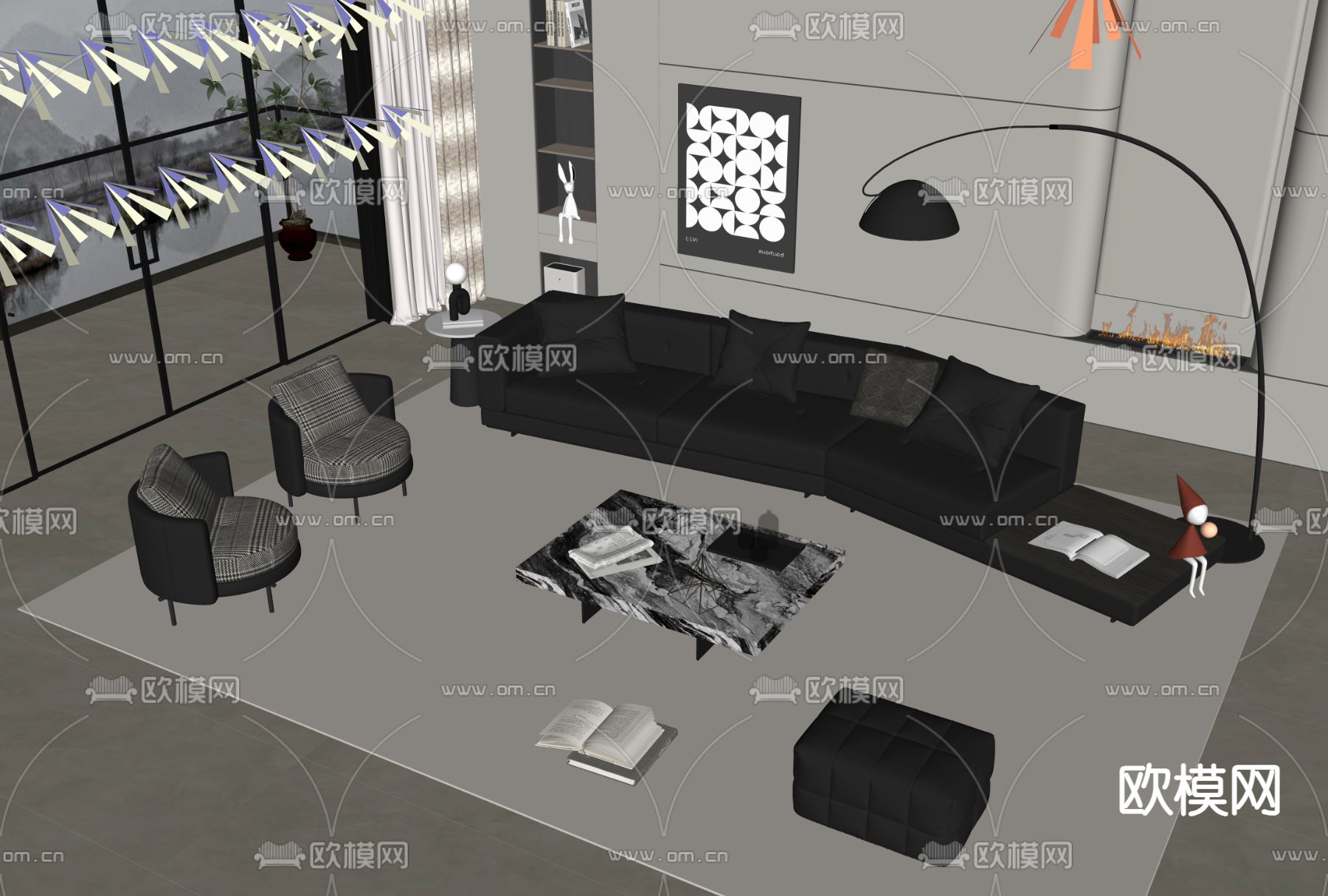 Minotti 组合沙发su模型下载（渲染图2）