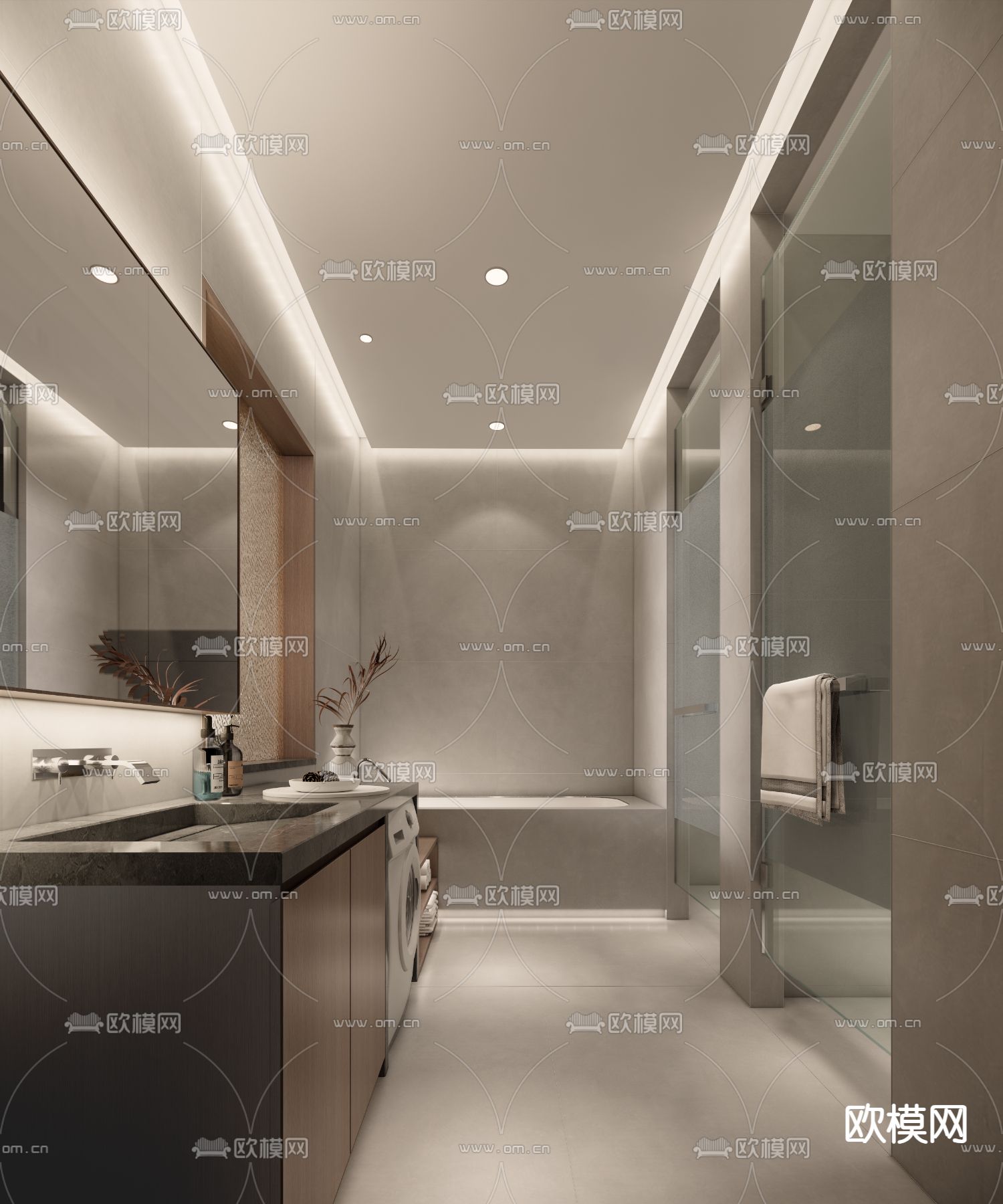 现代卫生间su模型下载（渲染图2）
