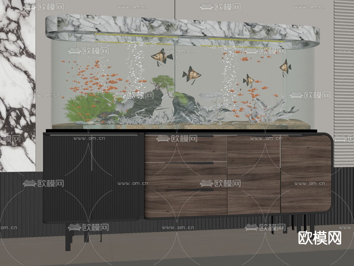 恒温鱼缸 水族 水箱su模型下载（渲染图2）