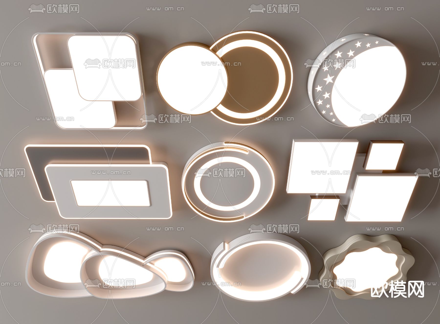 几何吸顶灯 卧室灯su模型下载（渲染图1）