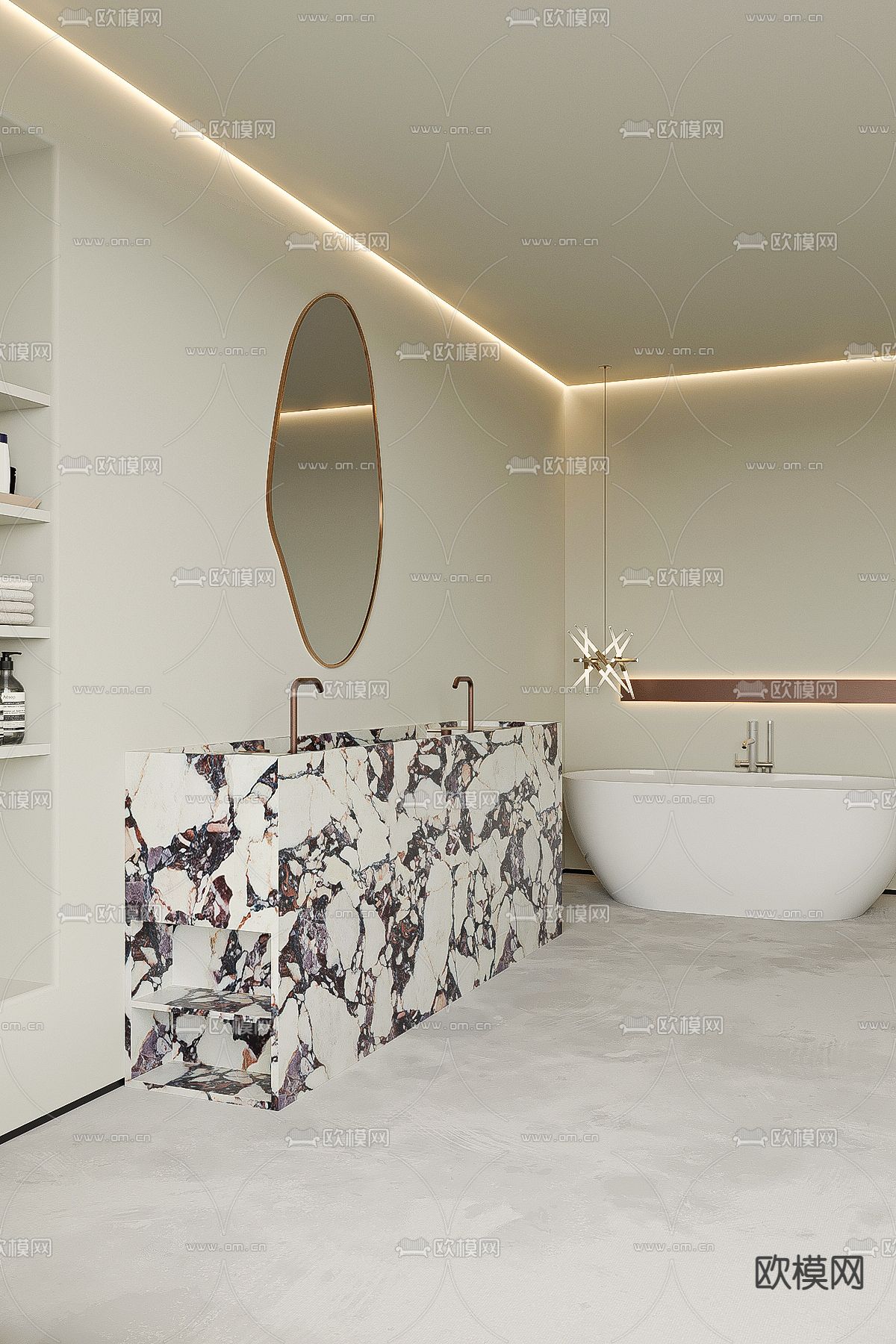 意式卫生间 浴室 洗手间su模型下载（渲染图2）