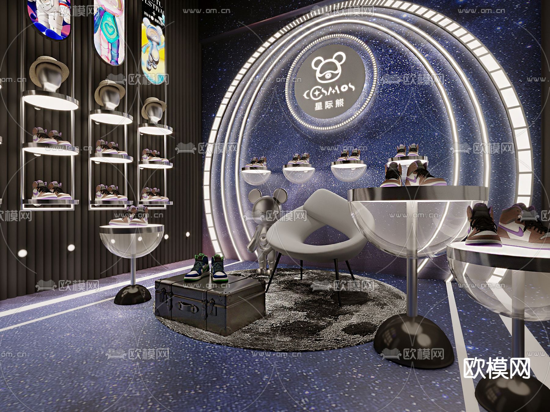 现代直播间su模型下载（渲染图1）