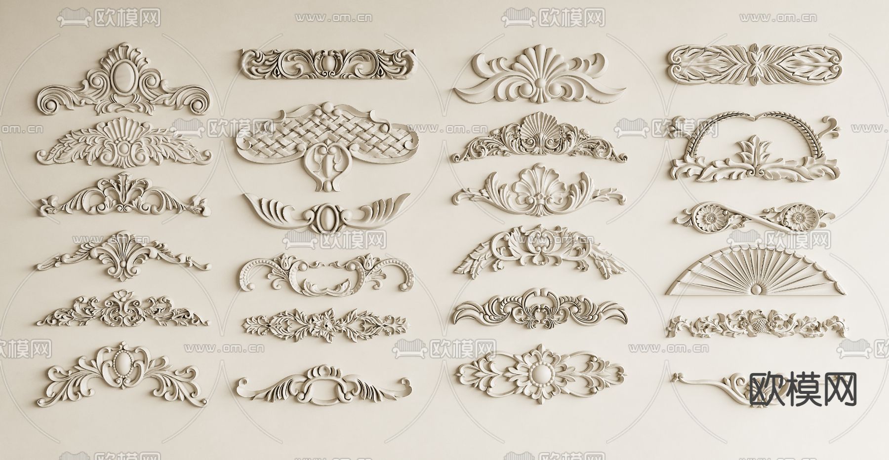 法式雕花角花 线条su模型下载（渲染图2）