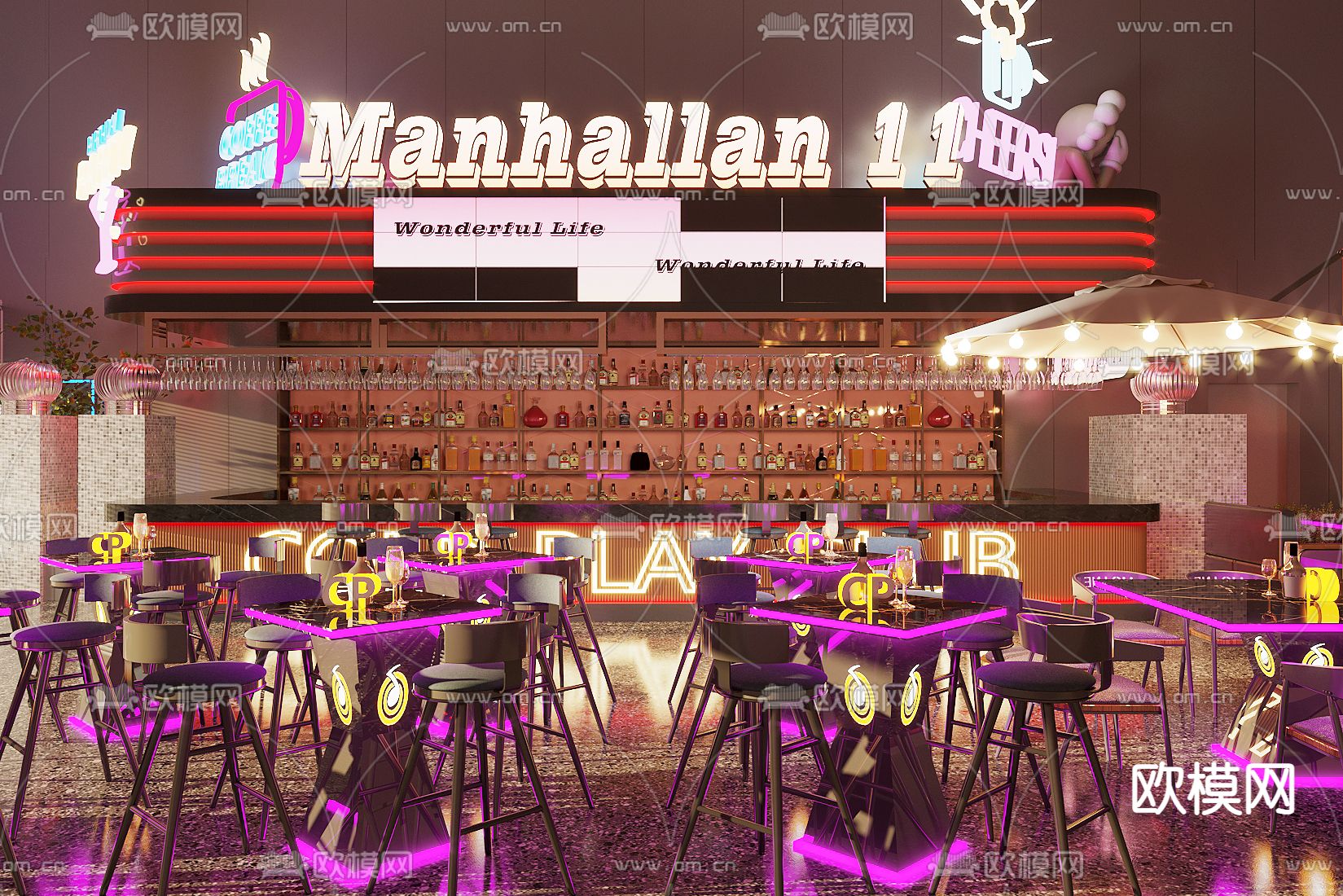 轻奢酒吧 音乐酒吧3d模型下载（渲染图1）