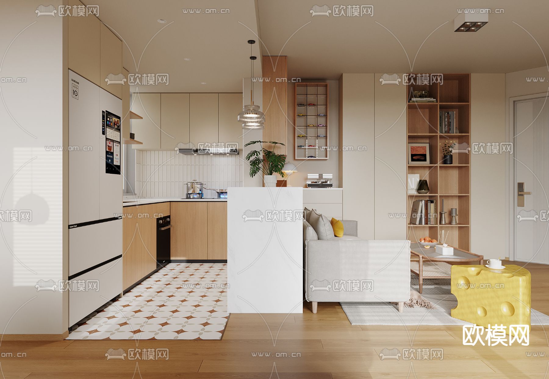 北欧客餐厅3d模型下载（渲染图2）